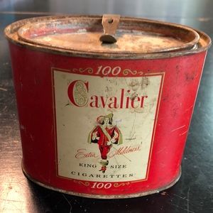 Vintage Cavalier King Size Cigarette tin with locking lid.
